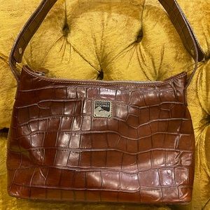 Vintage Dooney and Bourke Embossed Embossed Brown Leather Shoulder Bag
